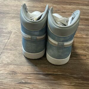 Kids Blue and White High-Top Sneakers